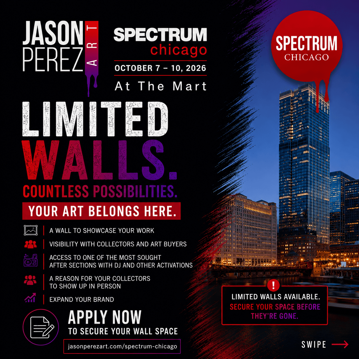 Spectrum Chicago artist wall opportunity flyer for Jason Perez Art Collective